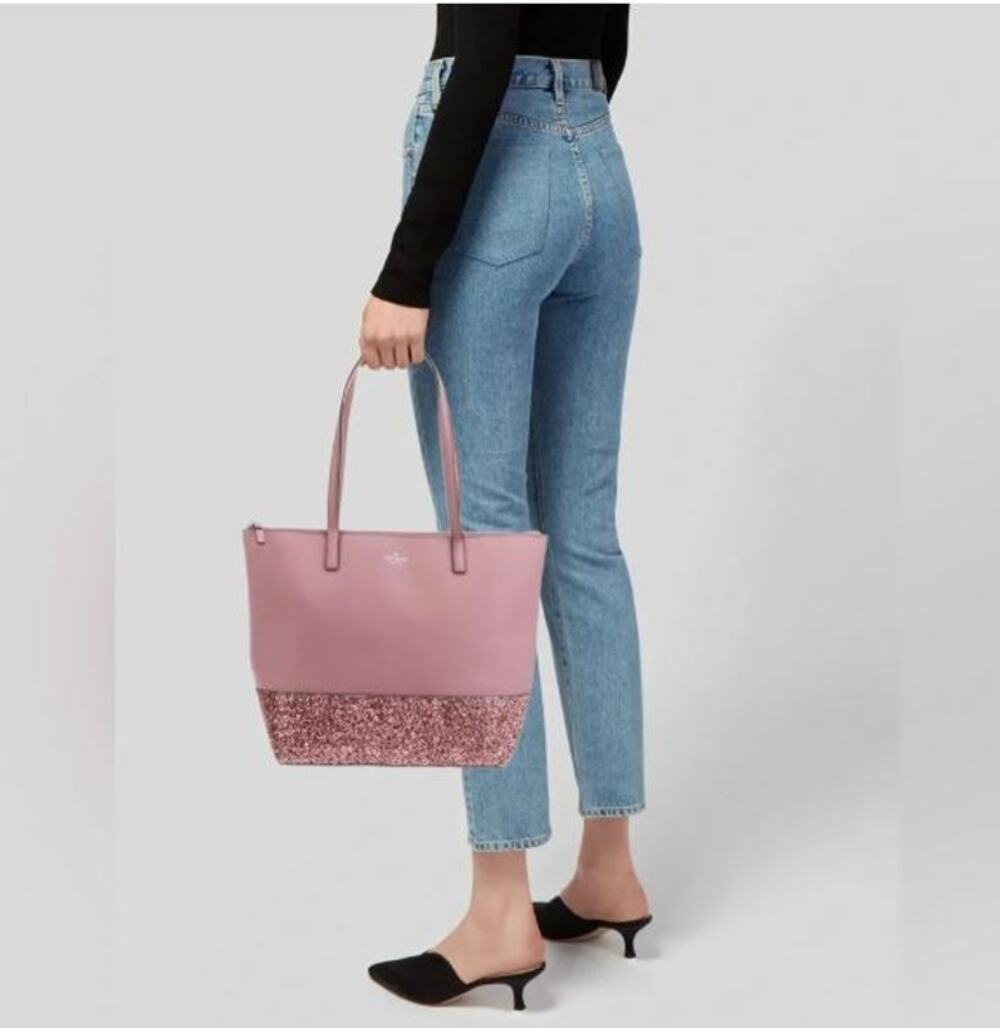 Kate Spade Greta Court Glitter Penny Tote Pink Shoulder Bag